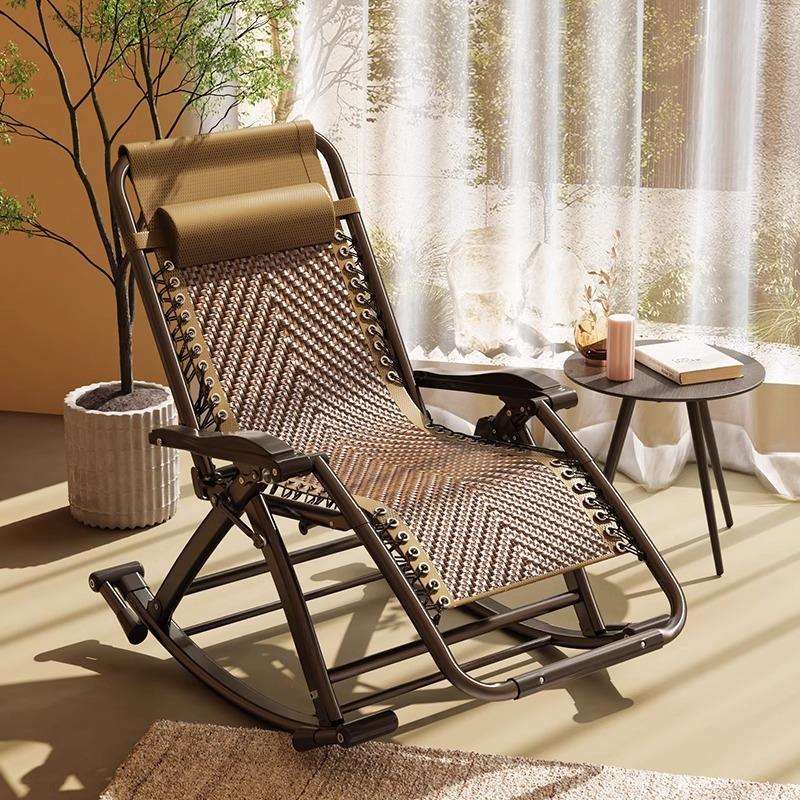 摇摇椅阳台懒人椅折叠躺椅成人可睡觉家用休闲晒太阳单人沙发藤椅