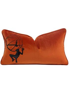 轻奢时尚橙色腰枕套民宿搭配沙发靠枕荷兰绒柔软面料居家熟睡背靠