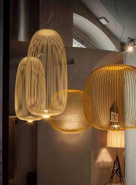 后现代白色金色大蜡烛笼子led餐厅吊灯高级北欧简约卧室床头灯