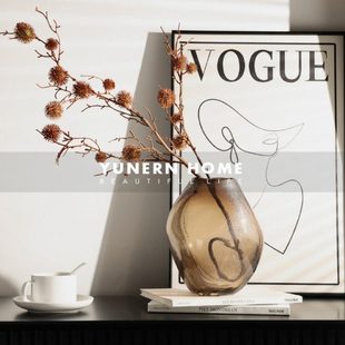 水培花瓶高档售楼处箔软装现代轻奢玻璃家居插花银器样板间摆件