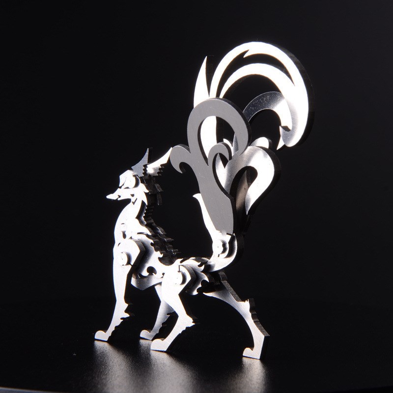 钢魔像神兽 不锈钢全金属拼z装模型 吉祥神兽 九尾狐拼装