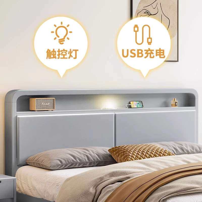 北欧实木床储物现代简约主卧1.8米双人床1.5轻奢小户型婚床经济型
