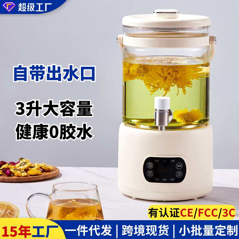 养生壶家用3升大容量电热烧水壶煮茶器花茶桶带出水口跨境110V