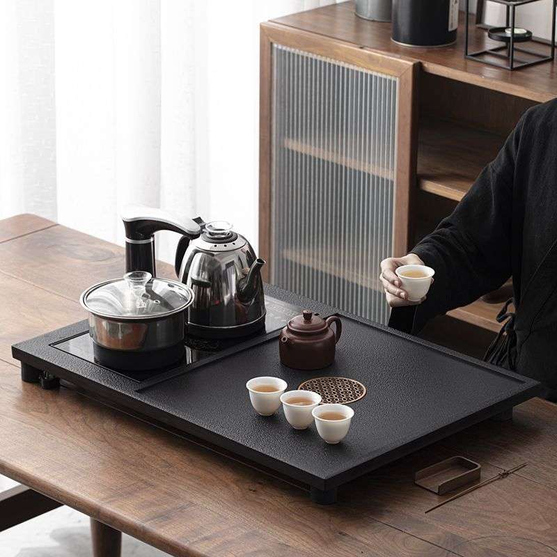 A类仿乌金石茶盘全自动一体茶具套装家用功夫电磁炉客厅茶台天然
