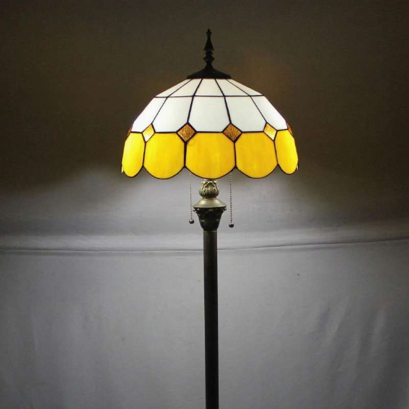 跨境蒂凡尼黄色地中海欧式简约卧室书房落地灯tiffany floor lamp
