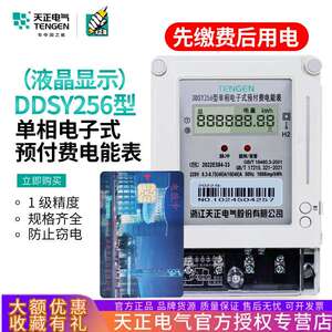 TENGEN天正 DDSY256插卡取电单相电子式预付费电能表物业买电家用