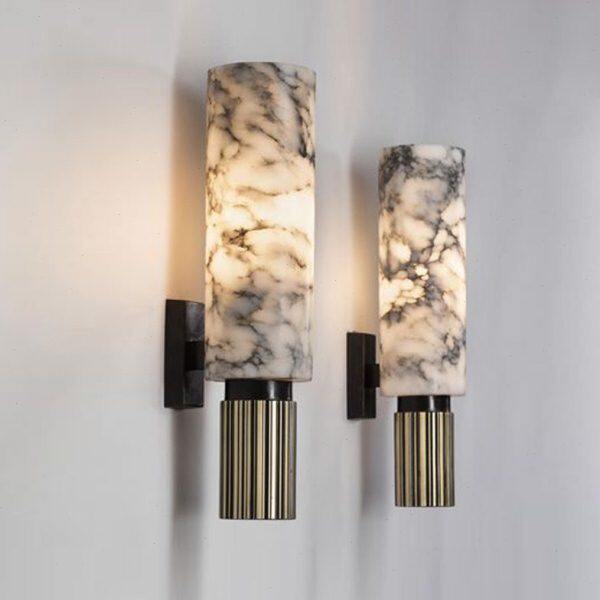 简约现代中式轻奢艺术云石客厅壁灯创意背景墙样板房床头卧室壁灯