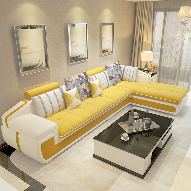 客厅转角可拆洗简k约现代科技布艺沙发组合北欧大小户型乳胶沙发