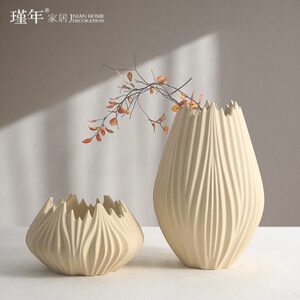 现代新中式简约几何纹陶瓷花瓶摆件样板间客厅玄关桌面家居插花器