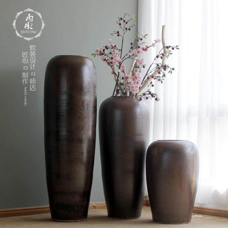 欧式复古创意陶艺陶瓷器落地大花瓶客厅家居软装饰品酒店摆件插花