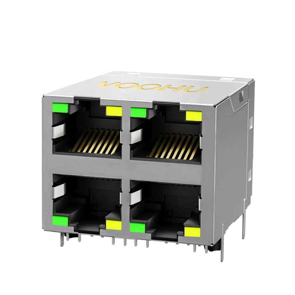 SYT22Q145AB2A2D057集成千兆滤波器 2x2四口网线接口带LED灯 rj45