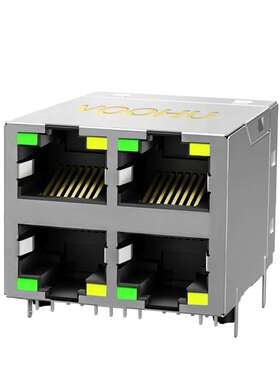 SYT22Q145AB2A2D057集成千兆滤波器 2x2四口网线接口带LED灯 rj45