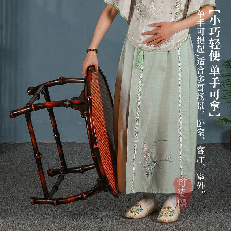 新中式中式筇竹家具竹编茶台茶桌明式小鼓桌茶几边几客厅茶室案几