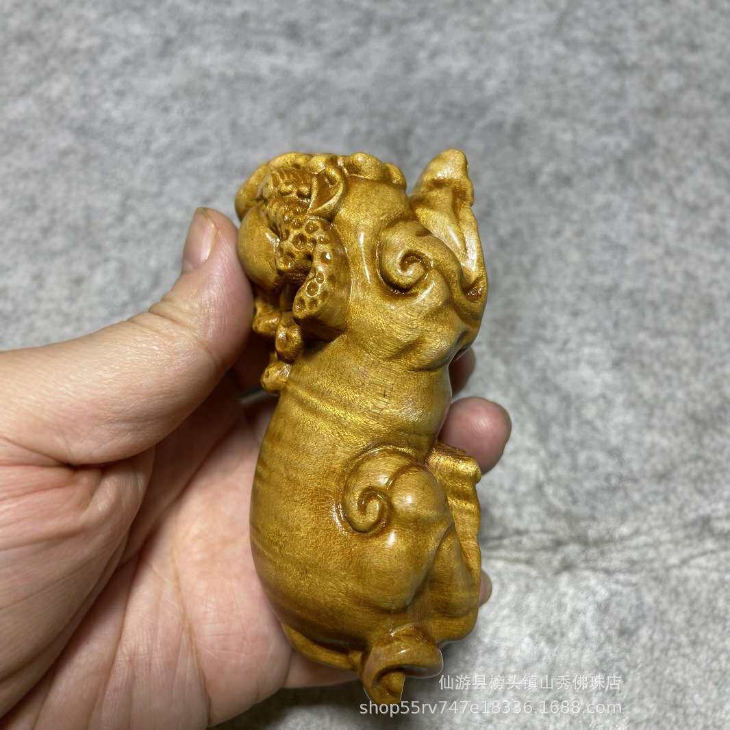 金丝楠木水波纹貔貅新款寓意招财进宝只进不出精品风水木艺