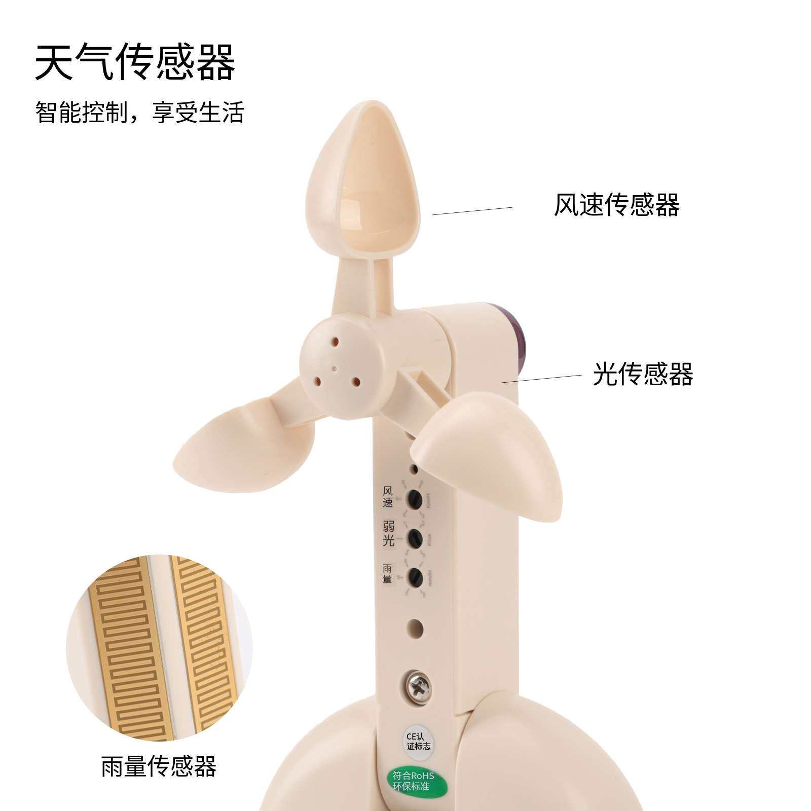电动开窗机有线风光雨感应器下雨关窗开窗器五金配件感应套装门窗