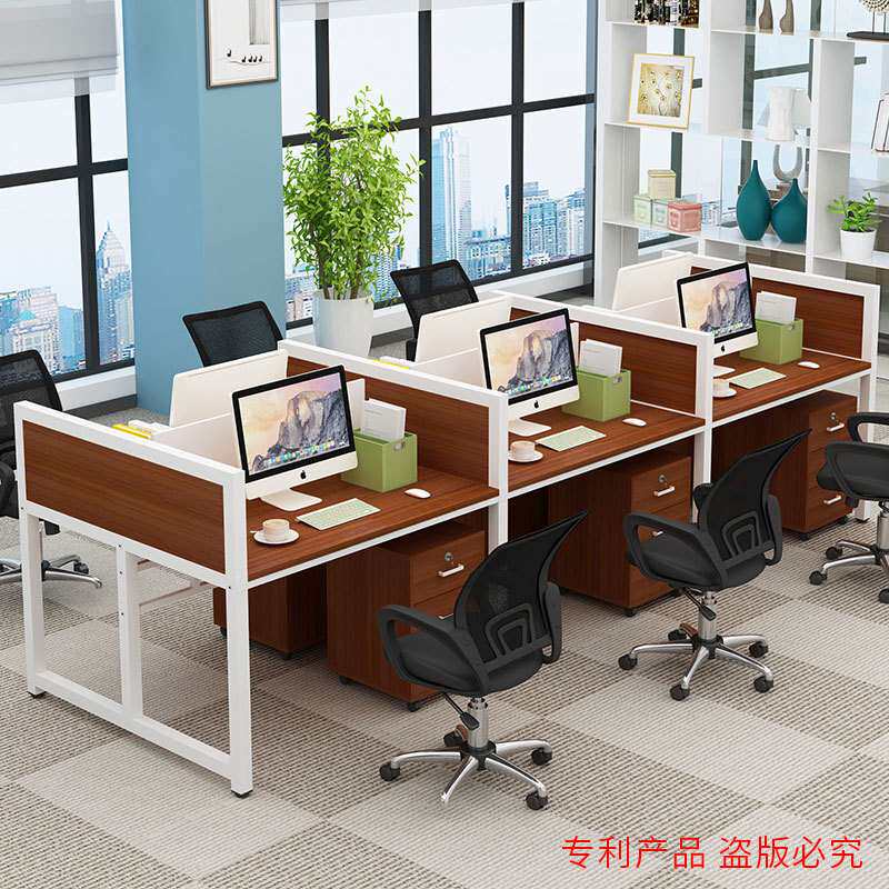 现代简约职员办公桌双人位员工电脑桌屏风隔断办公桌多人位组合位