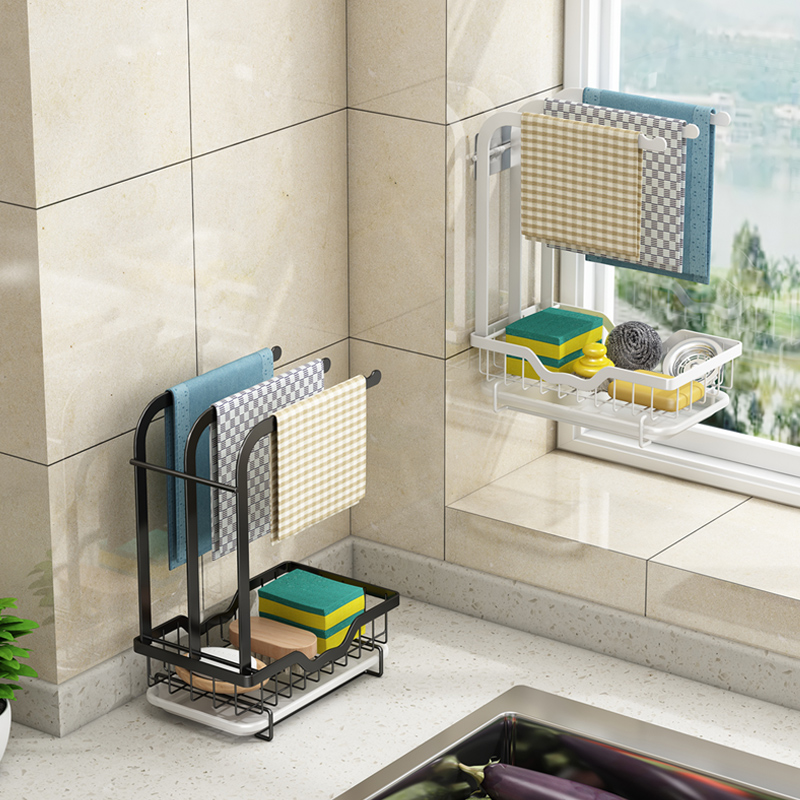 厨房抹布架壁挂免打孔台面置物架晾放G海绵洗碗布沥水挂架收纳神