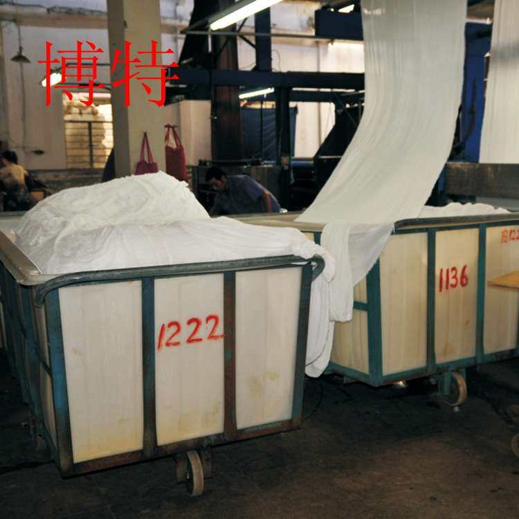 推布车染厂纺织厂加厚不锈钢2米推布车工业塑料桶加工手推车