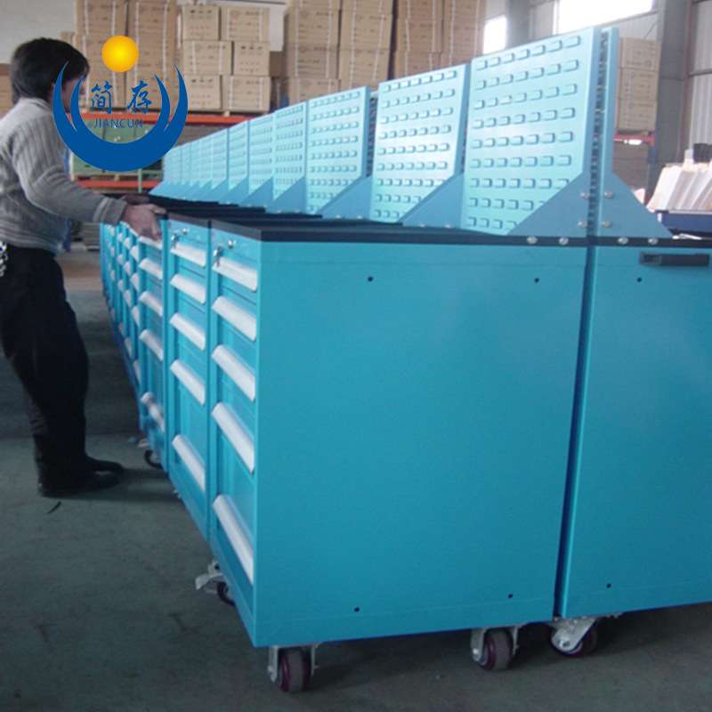 沈阳重型移动方孔百叶挂板工具车标准分割单轨工具车分隔槽工具柜