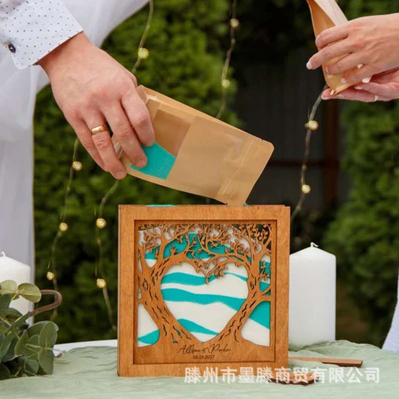 个性化创意家庭树婚礼沙盒沙仪式套装海滩婚礼结婚纪念日装饰物