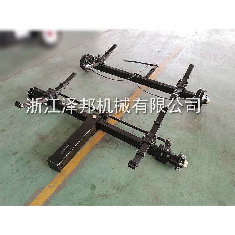 移动设备车轴前后桥总成 发电机拖车轴带弹簧钢板减震刹车桥厂家
