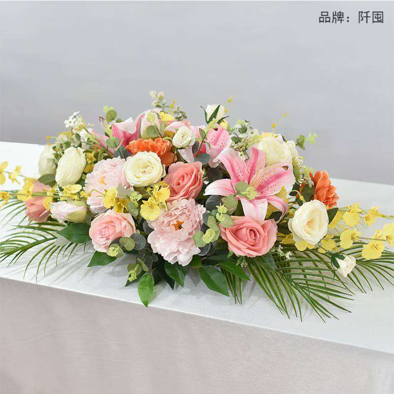 会议桌花长桌摆花仿真花商务活动签到台电视柜茶几装饰台花餐桌花