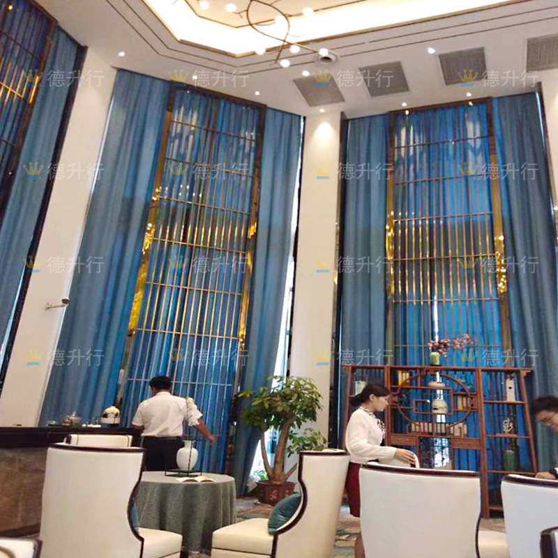 酒店售楼处金属屏风客厅玄关新中式镂空隔断玫瑰金不锈钢屏风隔断