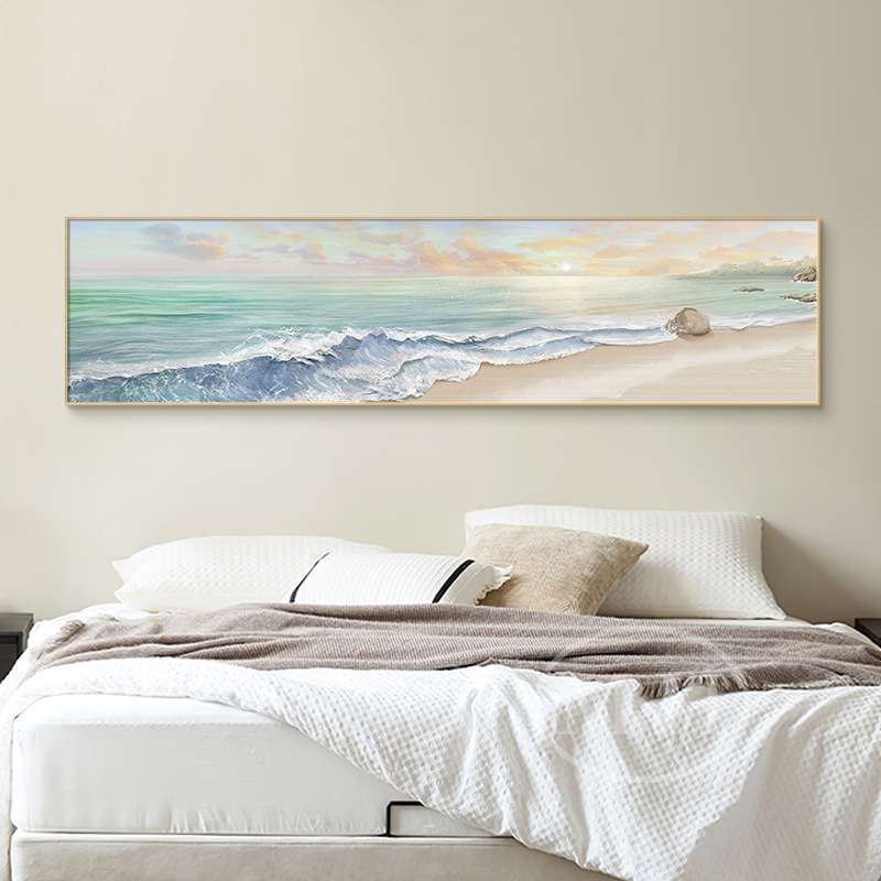 奶油风卧室装饰画北欧风景肌理房间壁画2022新款温馨主卧床头挂画图片