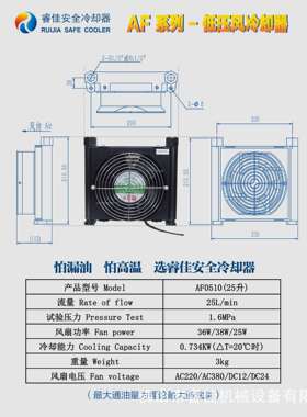 睿佳冷却器AF0510t-ca微通道平行流换热 拖拉机机油 液压油散热器