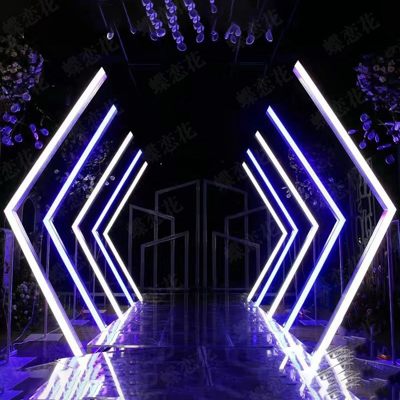灯光节几何拱门 网红发光路引多A边形美陈道具 露营地小路装饰摆