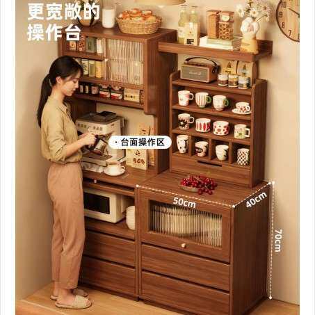 餐边柜客厅家用咖啡柜原木风茶水柜子简约靠墙一体置物柜落地窄柜