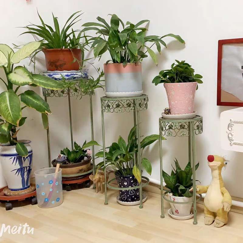 铁艺做旧花架阳台绿萝花盆托架庭院花店落地式多层花凳田园风花架