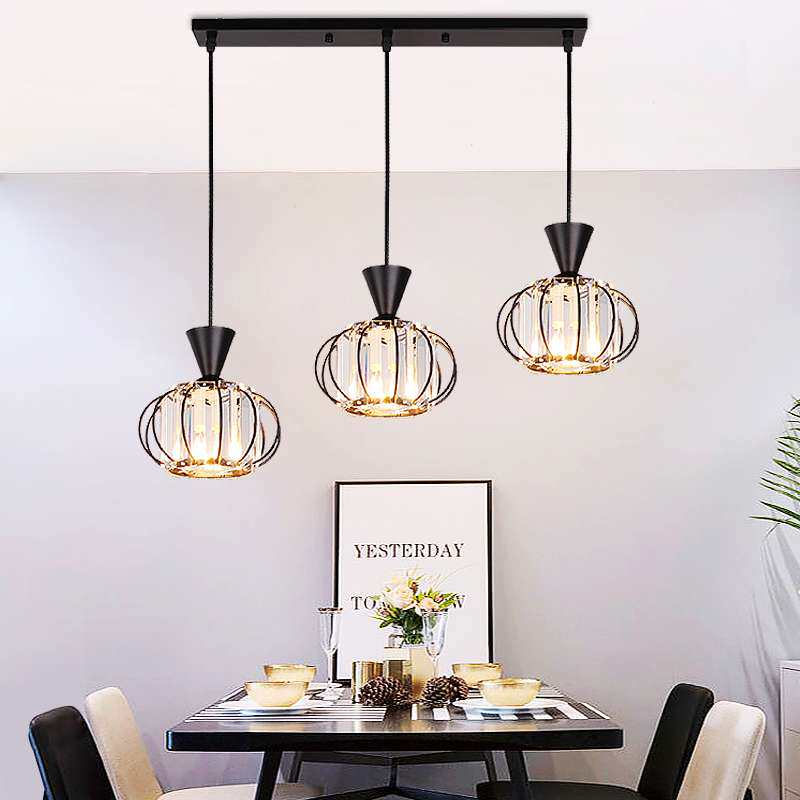 餐厅吊灯三头饭厅灯圆形现代简约家用轻奢 大气水晶餐桌餐吊灯具