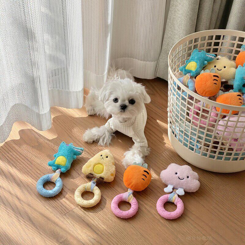 狗狗玩具幼犬解闷毛绒发声咬咬圈