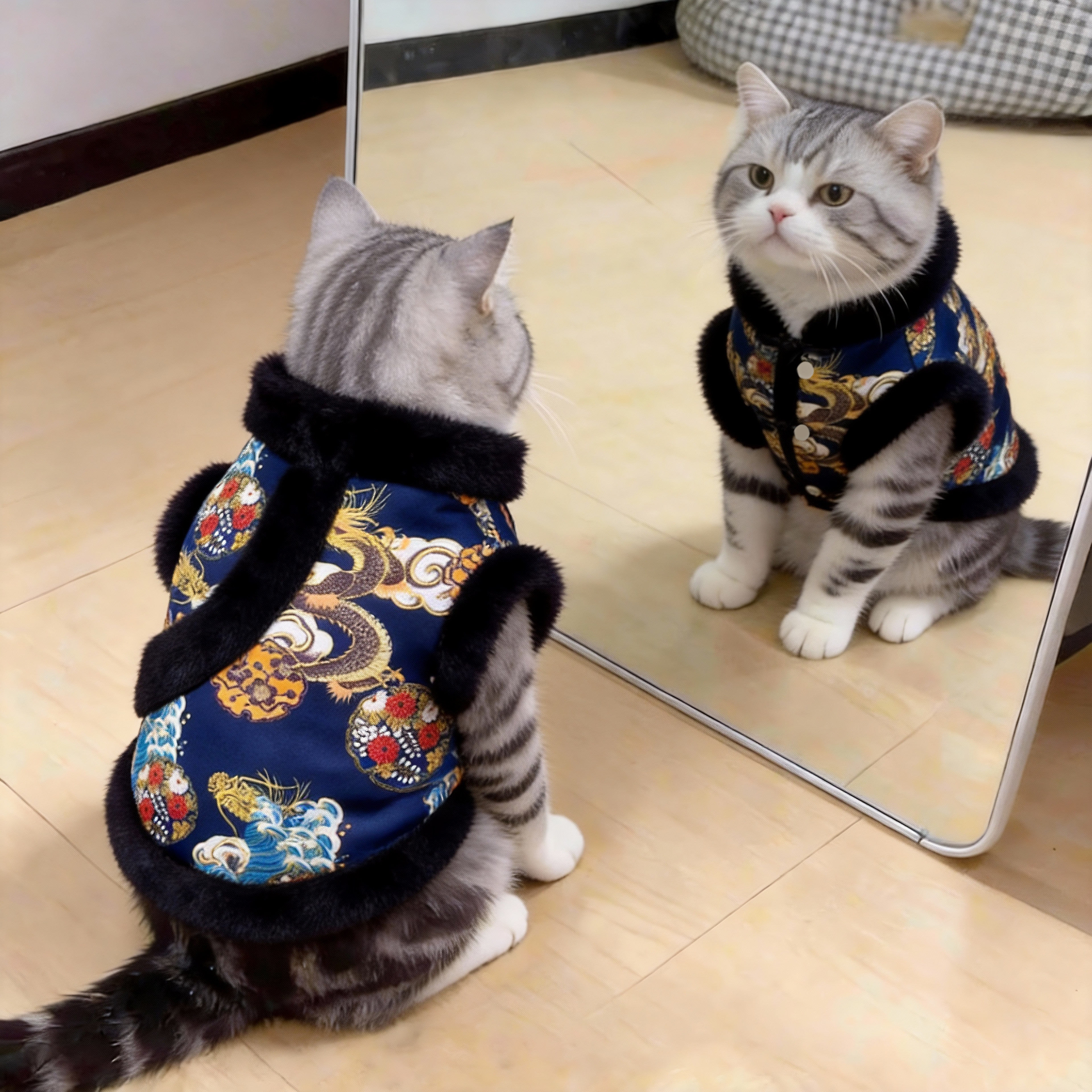 猫咪新年喜庆唐装冬天加绒刺绣马甲布偶英短金渐层狗狗过年拜年服,宠物/宠物食品及用品,猫宠物服装/雨衣（新）,淘宝优惠券,粉丝福利购,淘宝优惠卷