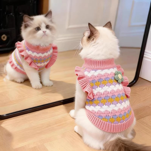 小猫咪衣服冬装保暖无袖毛衣幼猫布偶银渐层中小型犬防掉毛针织衫