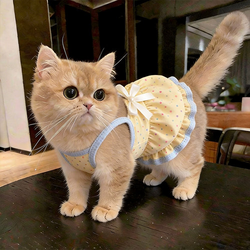 猫咪衣服夏薄款纯棉连衣裙布偶金