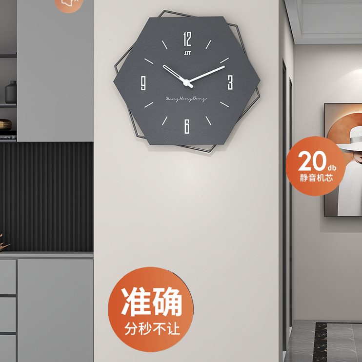 新款时尚客厅家用式2023挂钟创意钟表时钟挂墙餐厅简约现代壁灯意