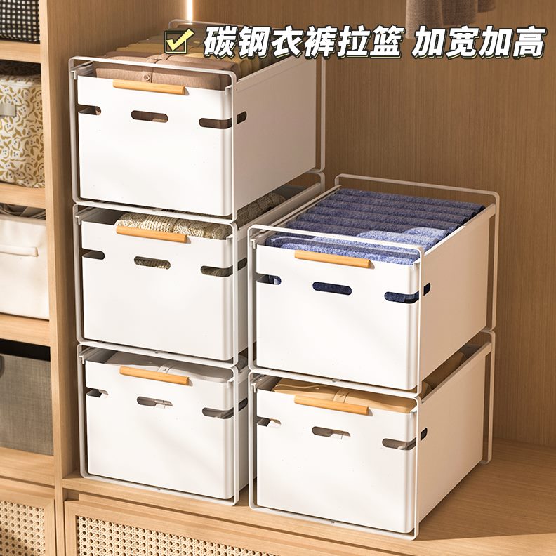 衣服式卧室铁架子组装家用抽拉收纳柜落地简易衣柜储物衣物整理箱