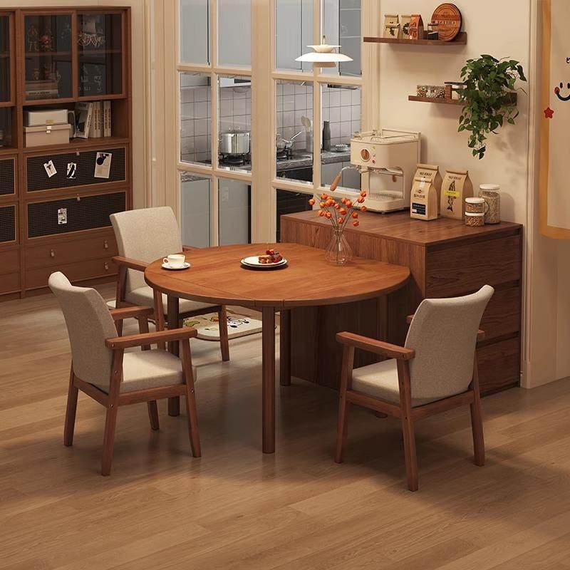 家用小户型岛台餐桌一体餐边柜2025新款可折叠圆桌开放式厨房吧台