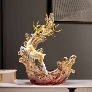 福鹿电视柜收纳摆件现代轻奢家居装饰品客厅工艺酒柜金鹿摆设