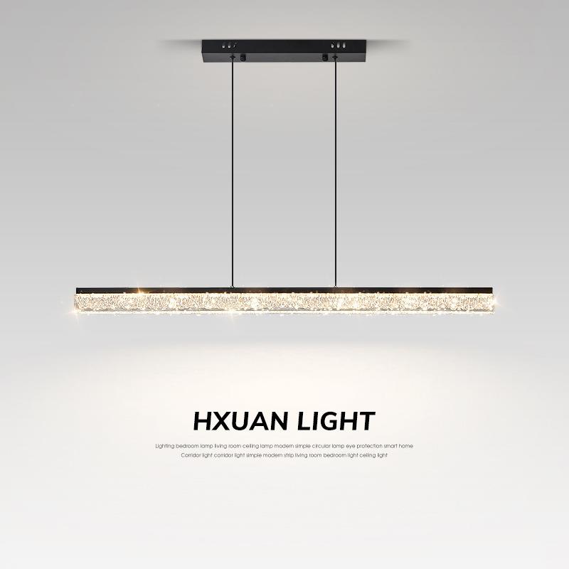 意式极简冰川纹亚克力全光谱现代简约吧岛台饭桌一字长条餐厅吊灯