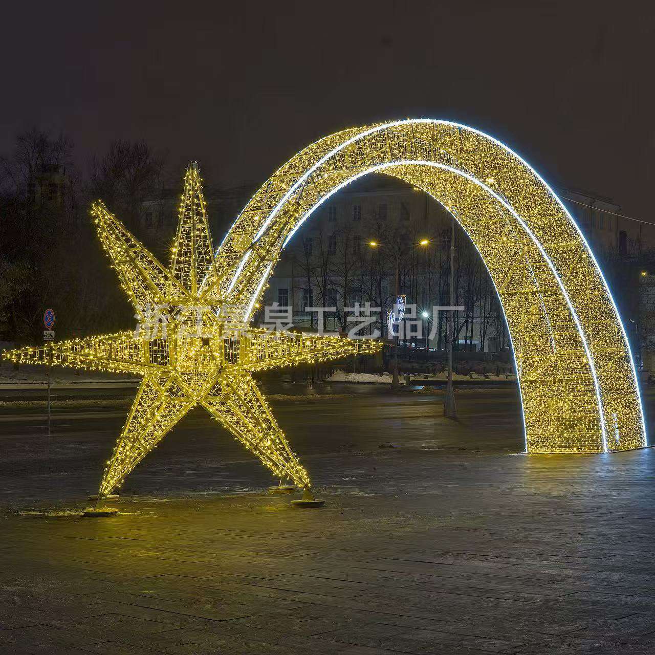 2025年大型圣诞节灯光造型户外爆炸星造型灯商场圣诞美陈场景布置