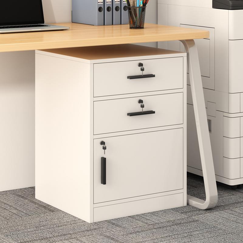 文件柜办公室木质带锁可移动储物柜抽屉柜带轮桌下收纳矮柜小柜子