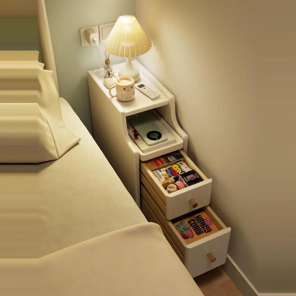 床头柜实木窄柜家用卧室夹缝超窄创意迷你小柜子简约奶油风收纳柜