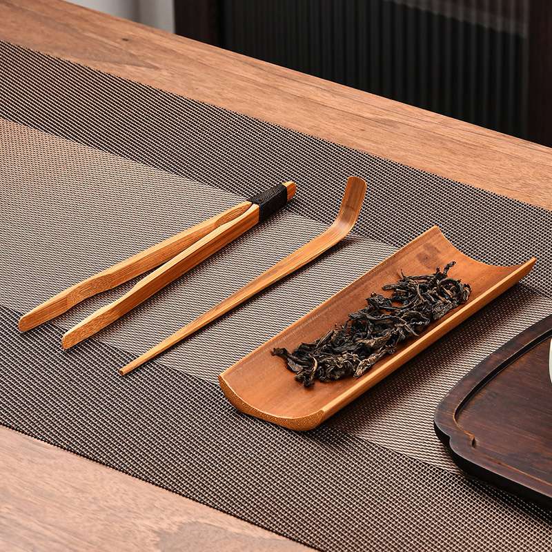 新中式竹制茶则三件套禅意茶道配件六君子茶勺茶夹一件代发