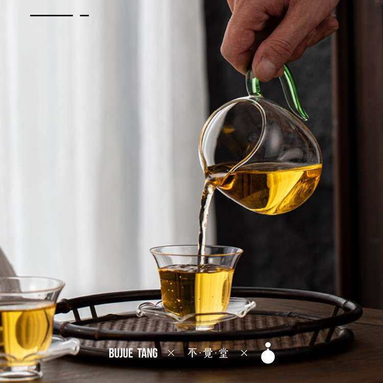 不觉堂玻璃公道杯带把手防烫手工透明公杯高档高硼硅耐热分茶器