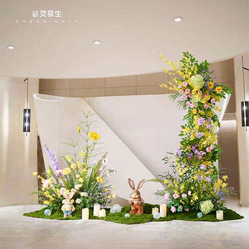 谷灵易生假花仿真花装饰高档酒店大堂花艺摆设绿植草堆组合造景