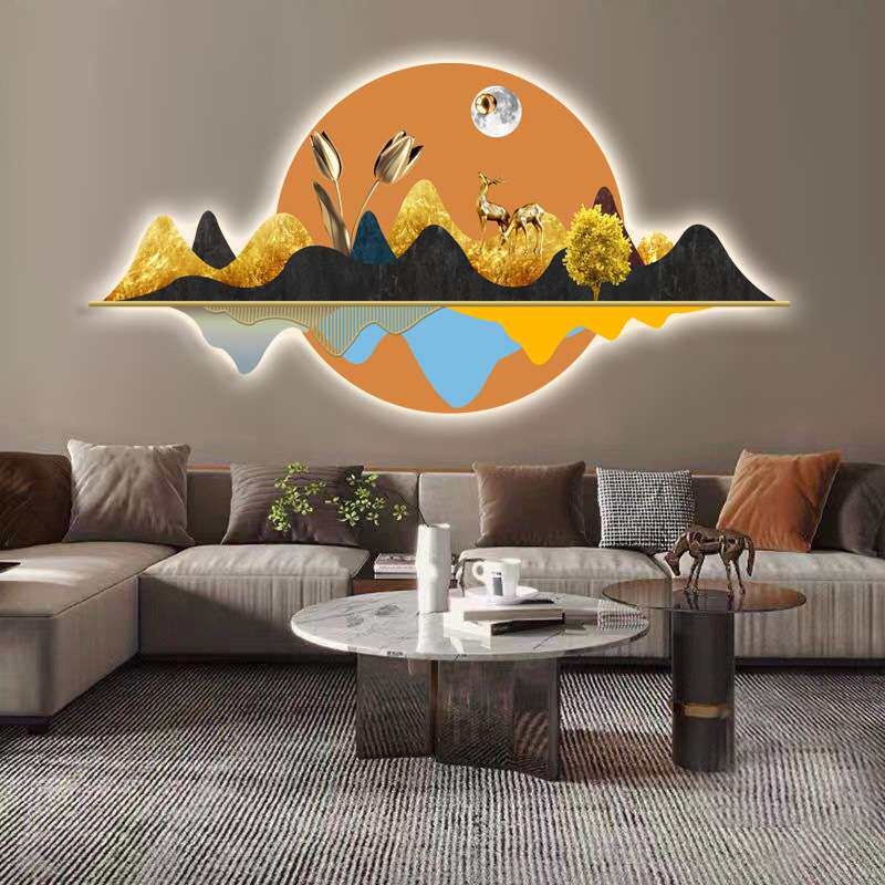 新款几何灯画 轻奢立体异形UV雕刻画现代简约装饰画客厅餐厅挂画