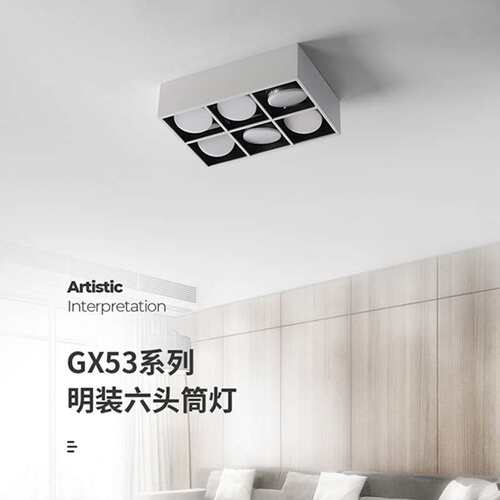 led客厅明装筒灯 家用无主灯护眼双头格栅灯单头GX53光源防眩筒灯